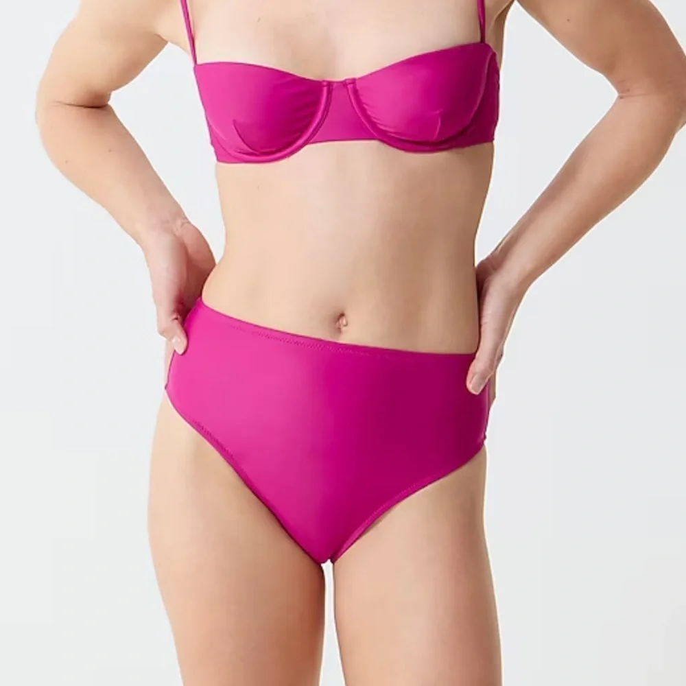 🌻NEW w.tags J. Crew Fuchsia High-rise full-coverage bikini bottoms